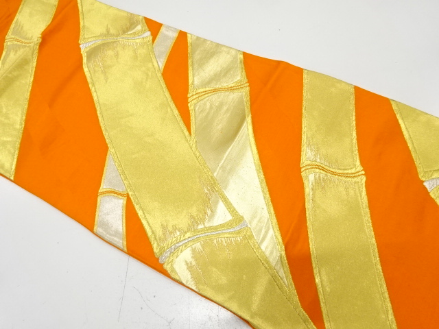 アンティーク　竹模様織り出し袋帯（着用可）